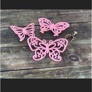 Pink Butterfly Wall Decor Set - Decorative Home Wall Art